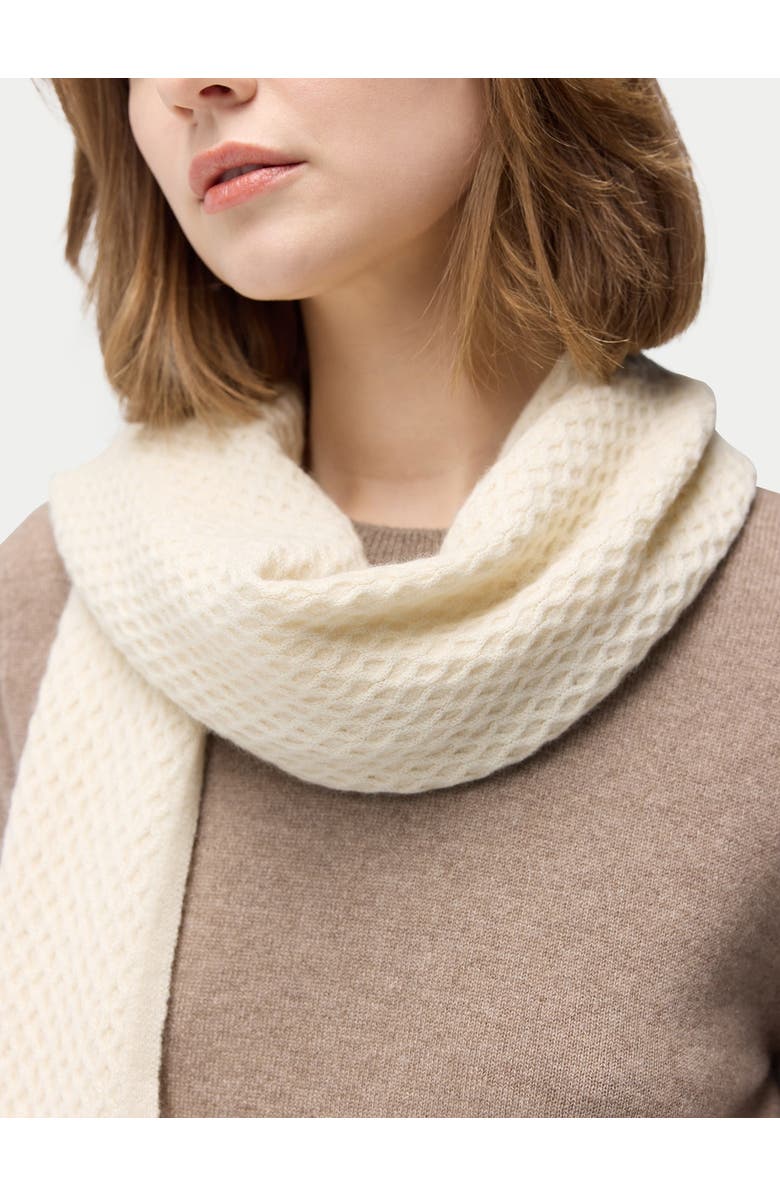 GOBI Mongolian Cashmere Textured Cashmere Scarf, Alternate, color, Off White