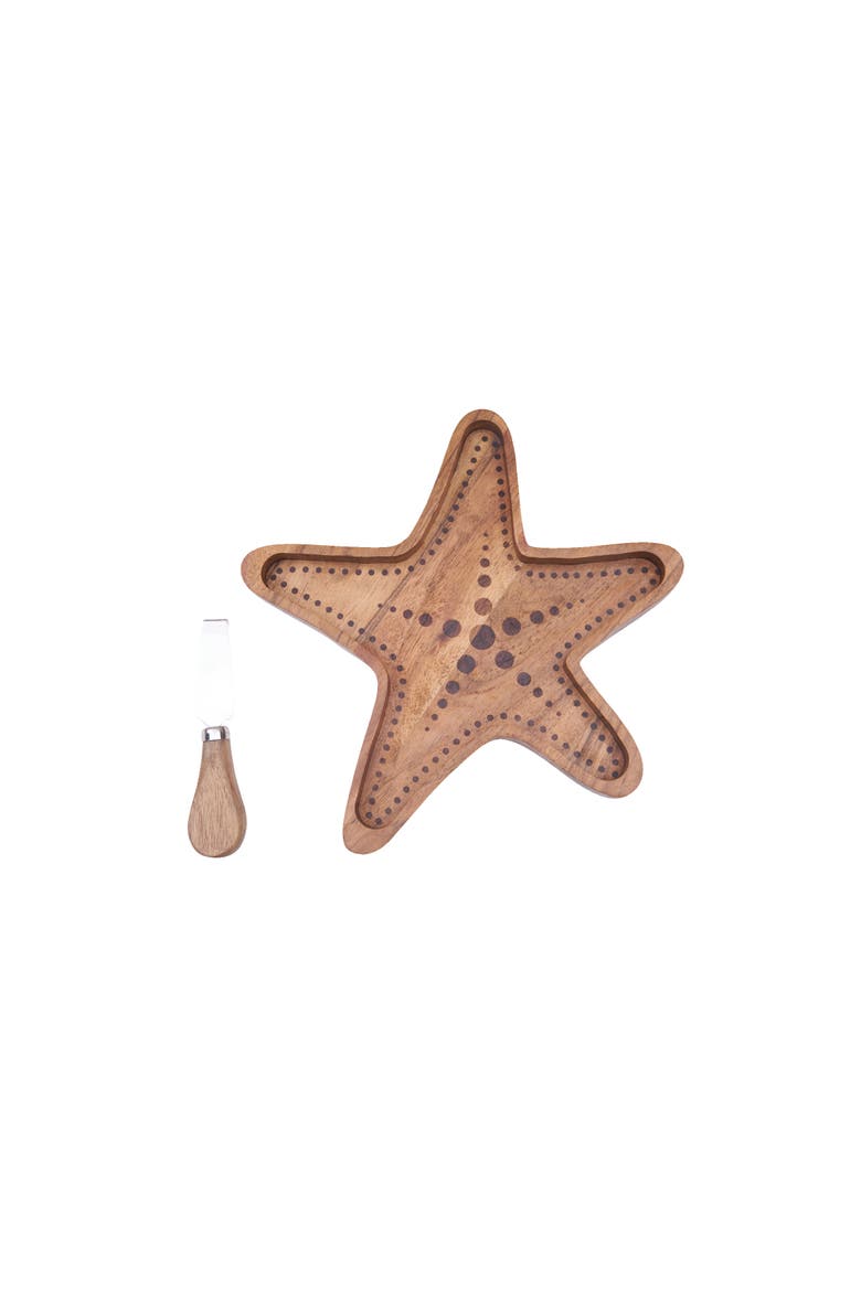 Sea Star Serving Board with Spreader Set of 2, Alternate, color, Brown
