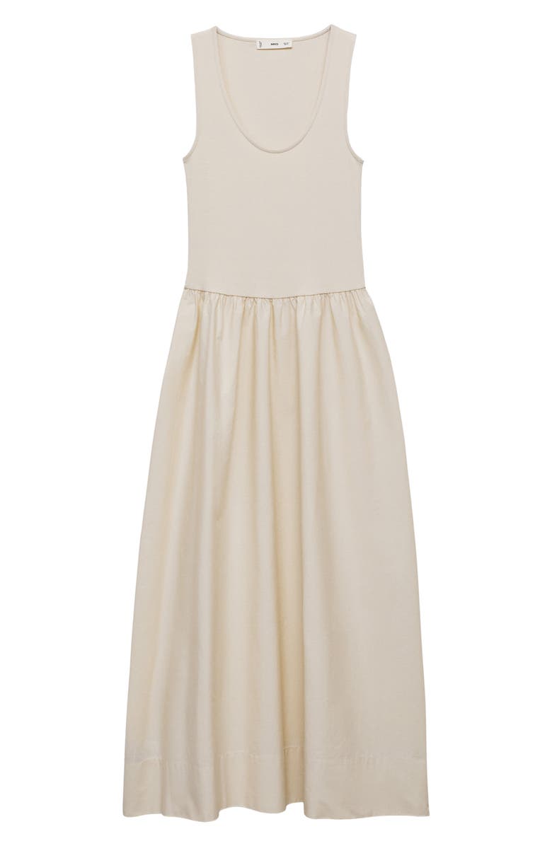 MANGO Valvi Mixed Media Maxi Dress, Alternate, color, Ecru