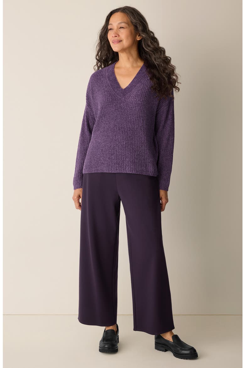 V-Neck Stretch Cotton Sweater, Alternate, color, MULLED GRAPE