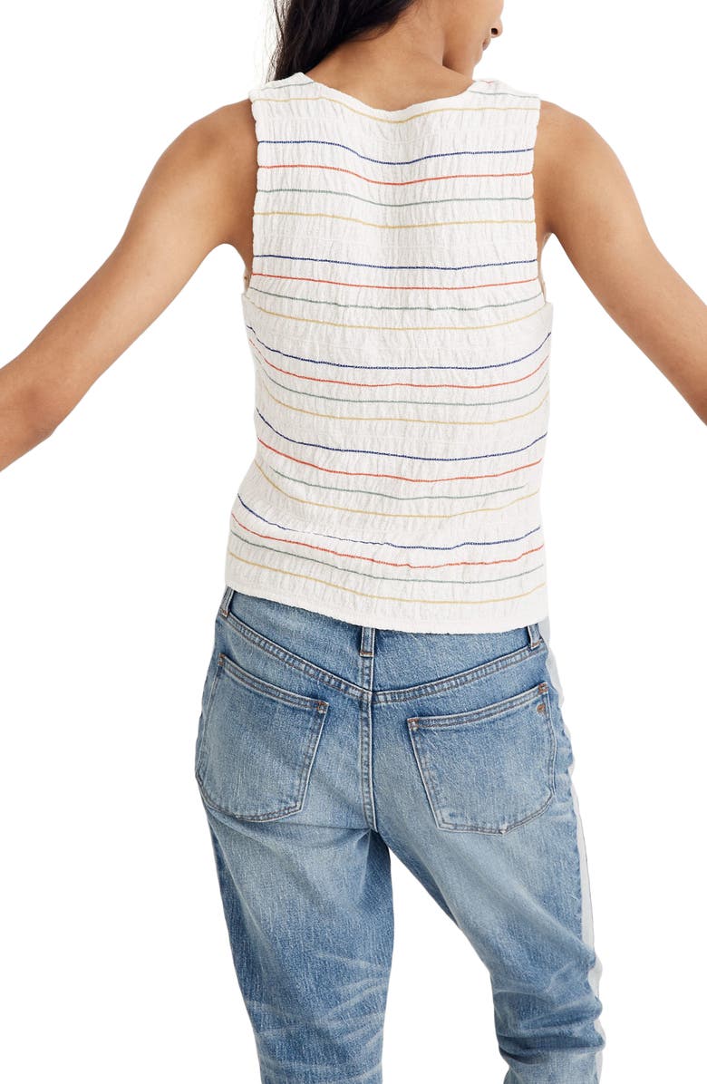 Madewell Texture & Thread Rainbow Stitch Smocked Tank, Alternate, color,