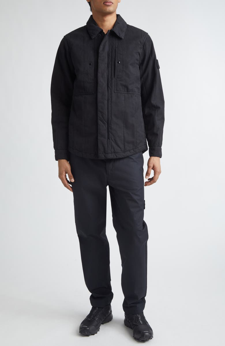 Stone Island Cotton & Flax Jacket, Alternate, color, Black