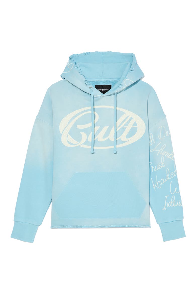 Logo Cotton Hoodie, Alternate, color, BLUE GLOW