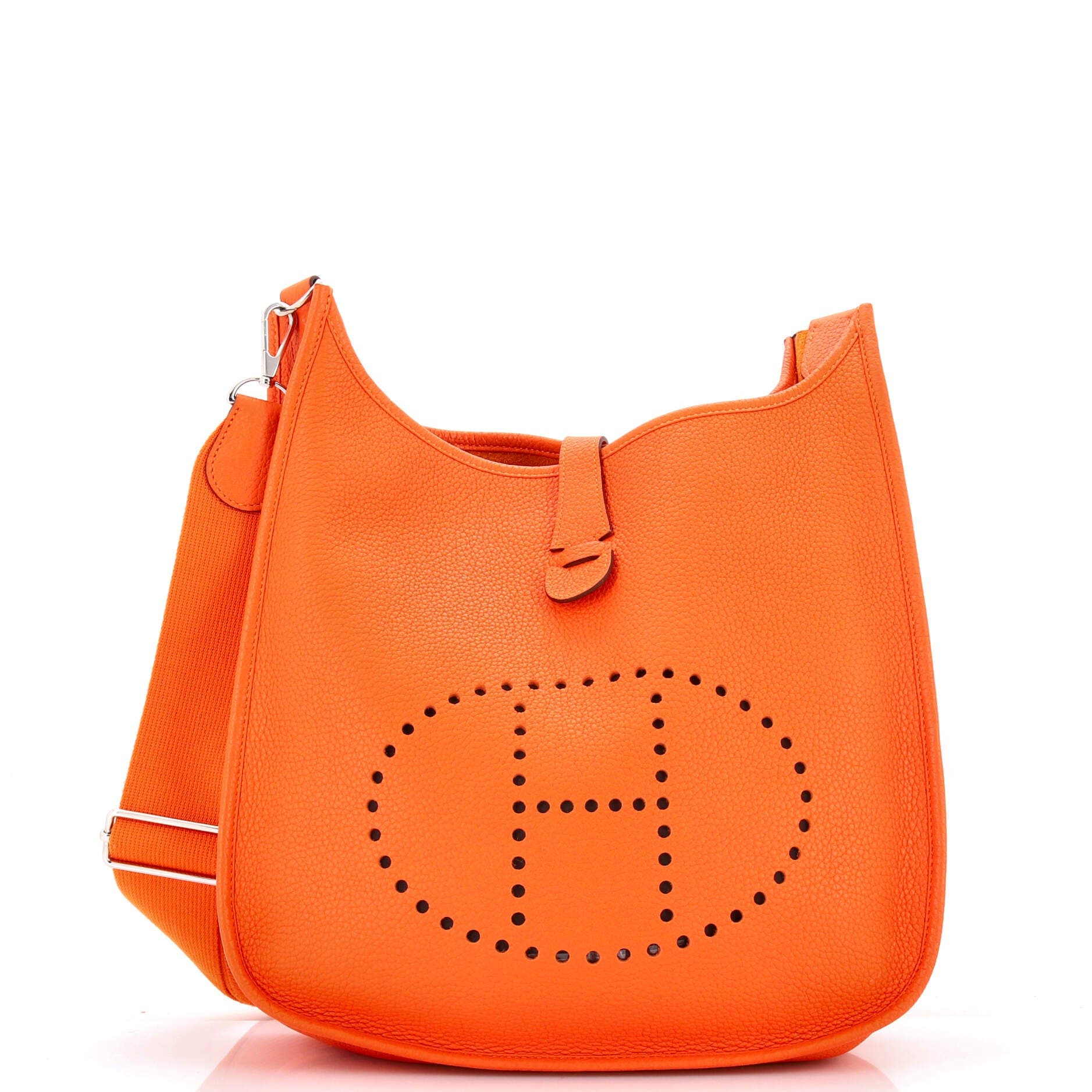 Pre-Owned Hermes Evelyne Bag Gen III Clemence GM, Main, color, Feu