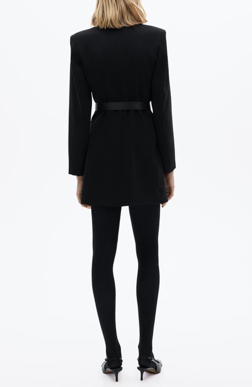 Mango Loida Belted Long Sleeve Minidress In Black