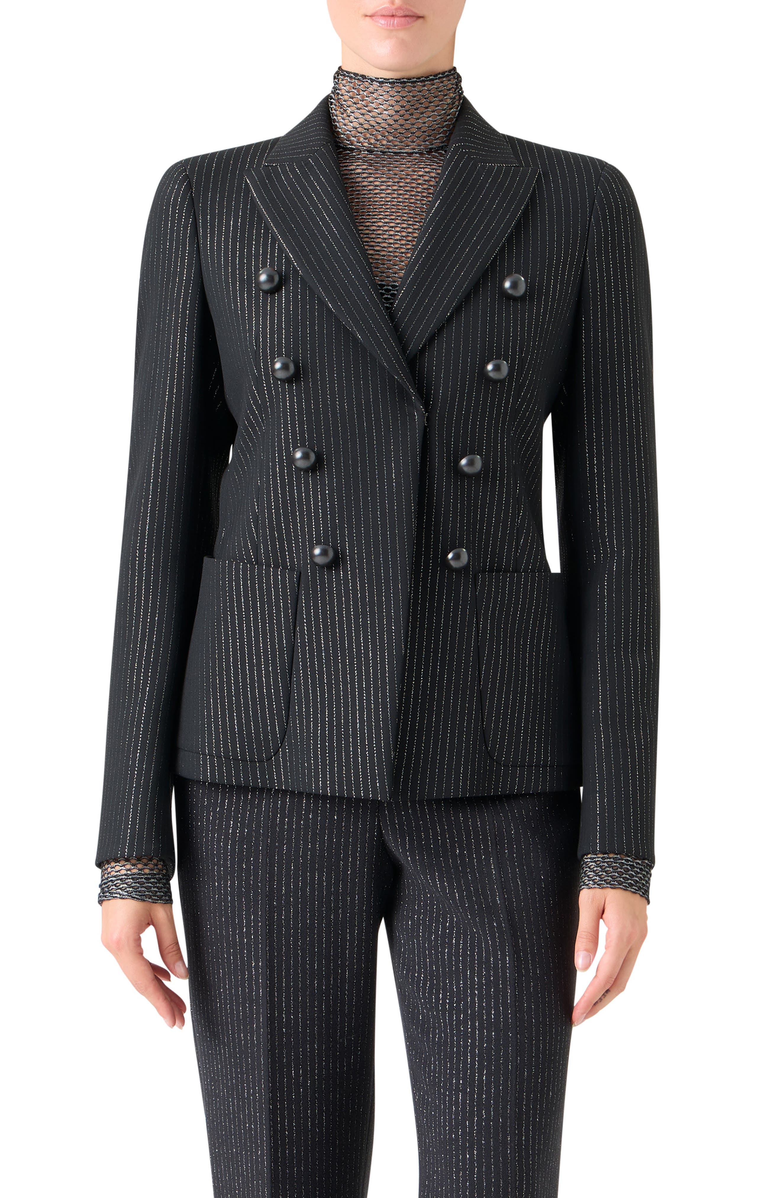 Metallic Pinstripe Blazer
