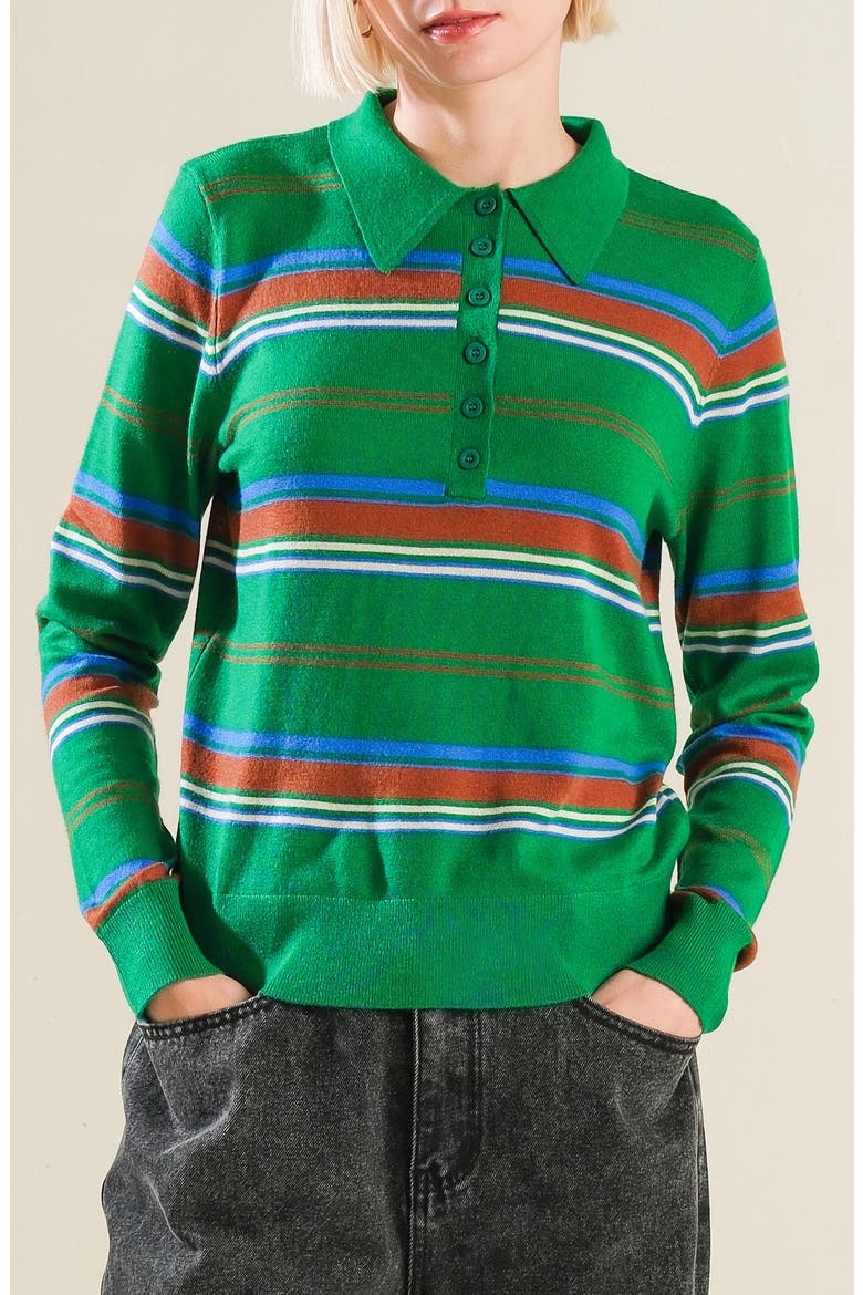 Striped Long Sleeve Sweater, Main, color, GREEN MULTI