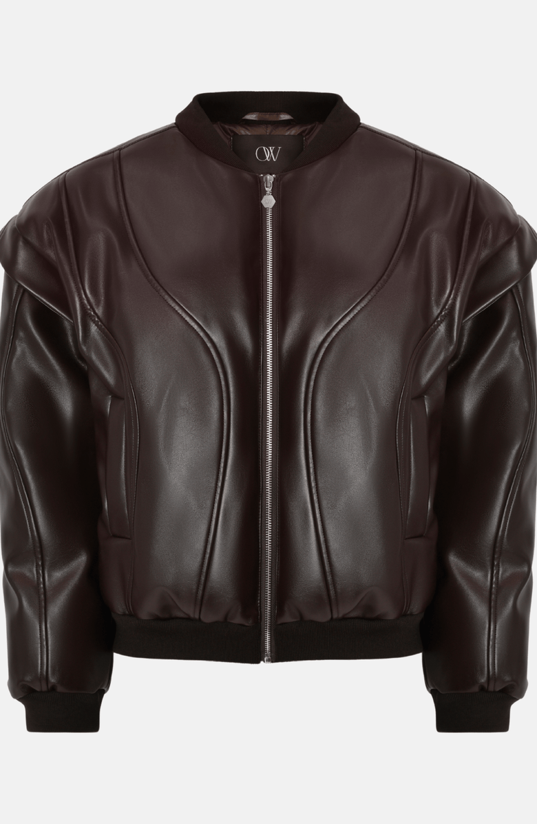 OW Collection Valentina Bomber Jacket, Alternate, color, Brown
