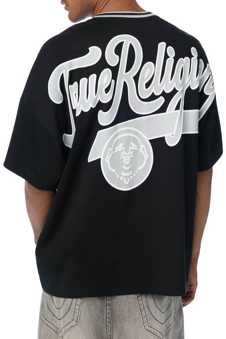 Script Heavy Oversized T-shirt, Alternate, color, JET BLACK