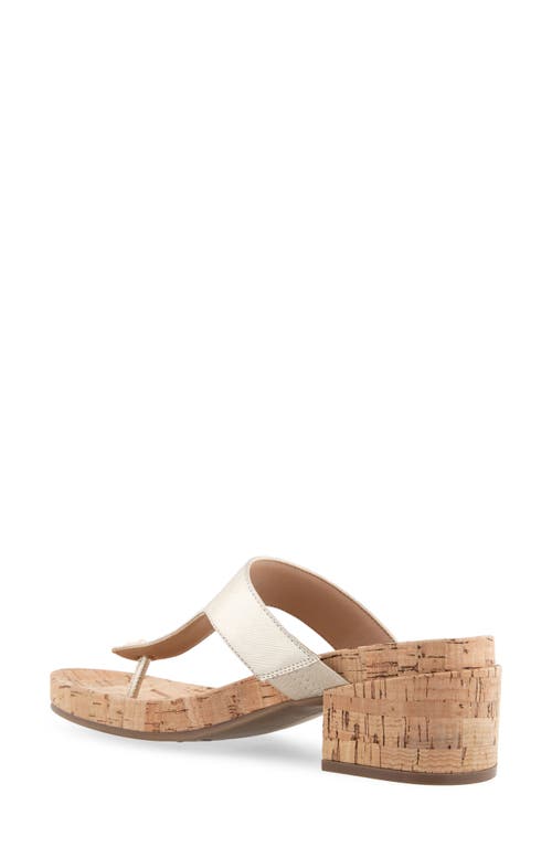 Aerosoles Clio T-strap Sandal In Gold Metallic Leather/cork