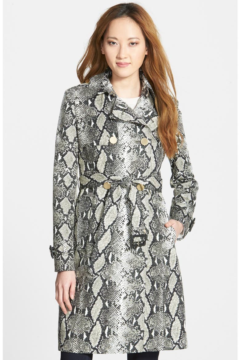 'Ariane' Python Print Long Trench Coat, Main, color, CAMO PYTHON