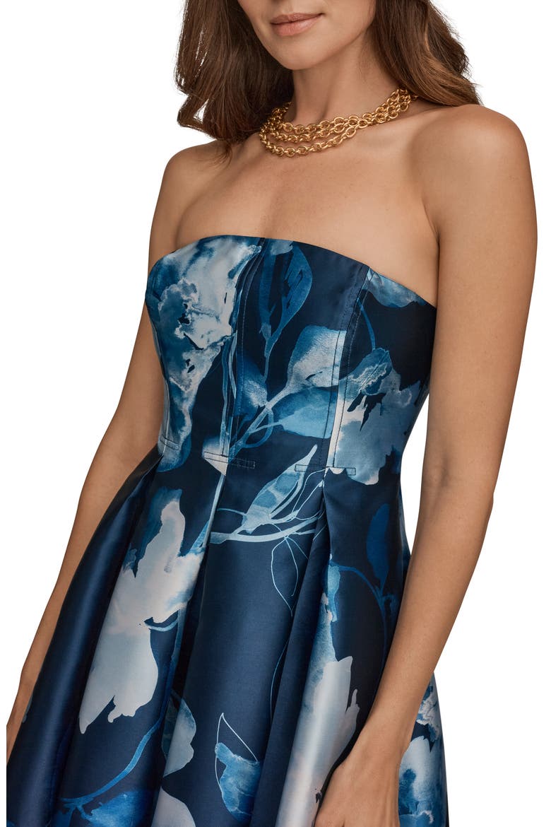 Floral Print Fit & Flare Party Dress, Alternate, color, NIGHTFALL/ WASHED INDIGO MULTI