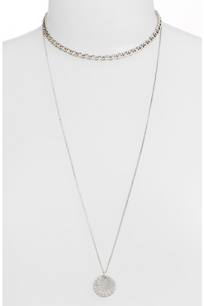 x Something Navy Multistrand Necklace, Alternate, color, CLEAR- RHODIUM
