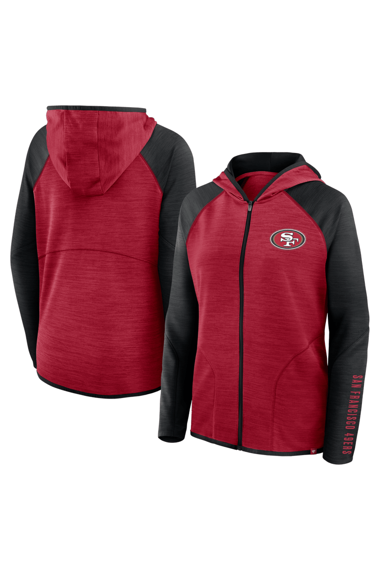Women's Fanatics Scarlet/Black San Francisco 49ers Redzone End Around Pass Raglan Full-Zip Hoodie, Main, color, Scarlet