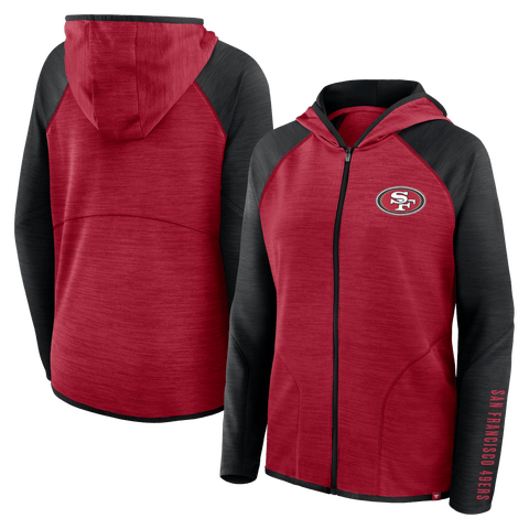 Women's Fanatics Scarlet/Black San Francisco 49ers Redzone End Around Pass Raglan Full-Zip Hoodie