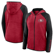 FANATICS Women's Fanatics Scarlet/Black San Francisco 49ers Redzone End Around Pass Raglan Full-Zip Hoodie