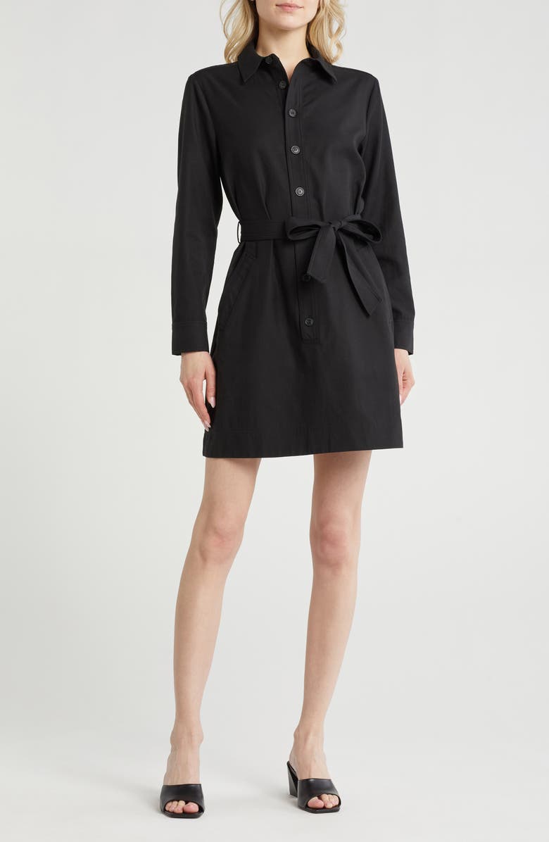 FRAME Long Sleeve Belted Trench Dress, Main, color, 