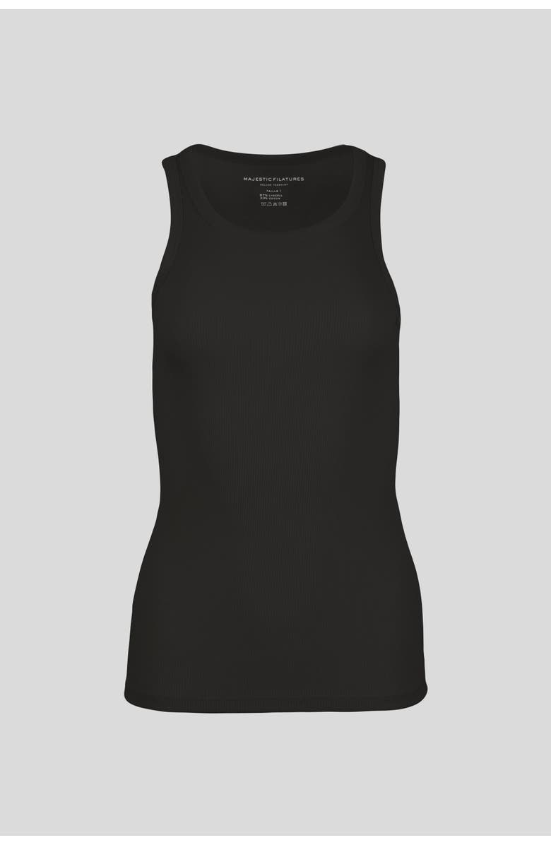 Majestic Filatures Lyocell Cotton Baby Rib Scoopneck Tank, Main, color, Noir