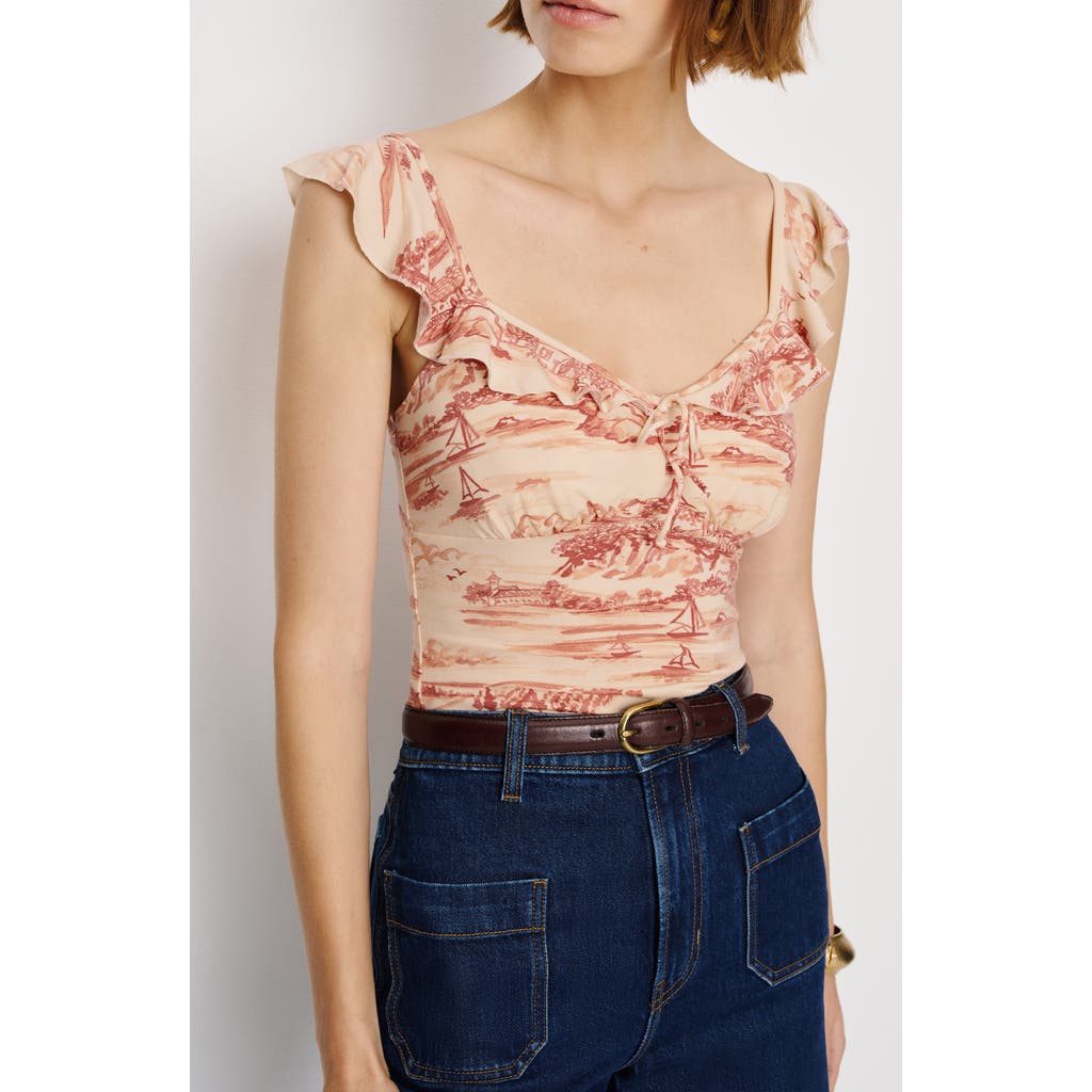 Reformation Lemmy Ruffle Strap Tank In Neutral