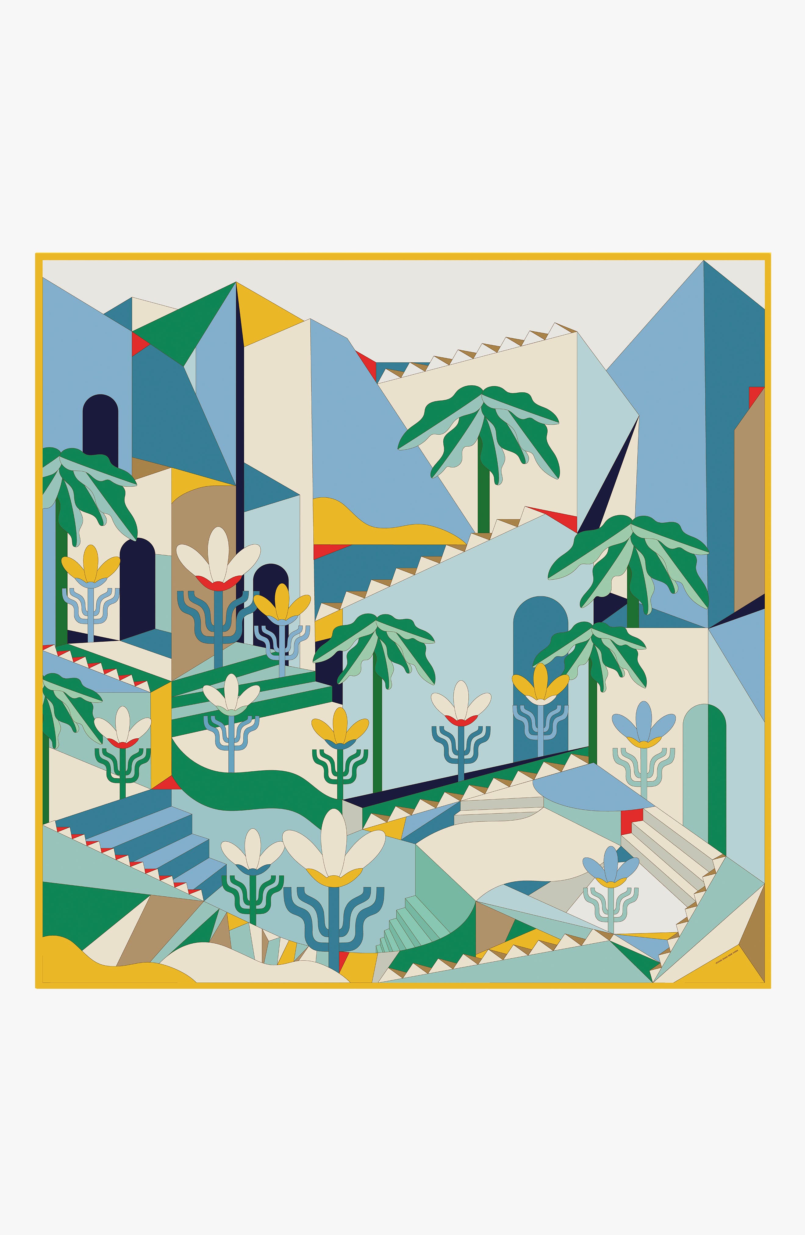 Jessie Zhao New York Double Sided Silk Scarf of Tropical Breeze