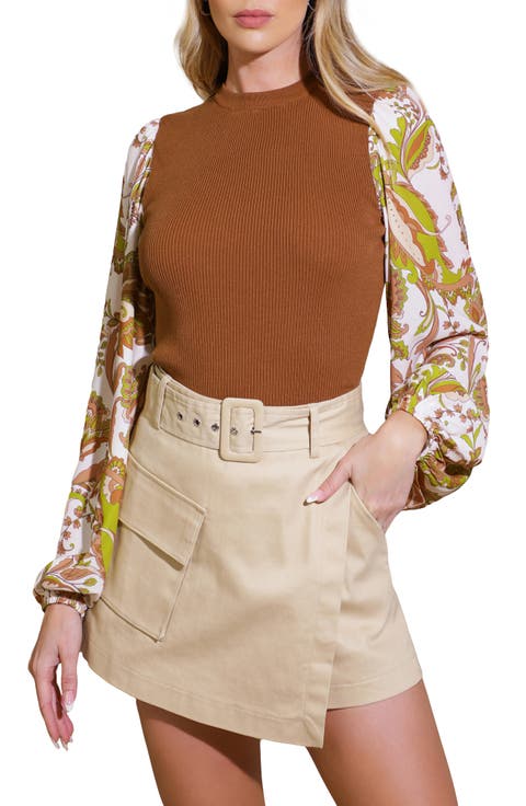 Mixed Media Crewneck Sweater