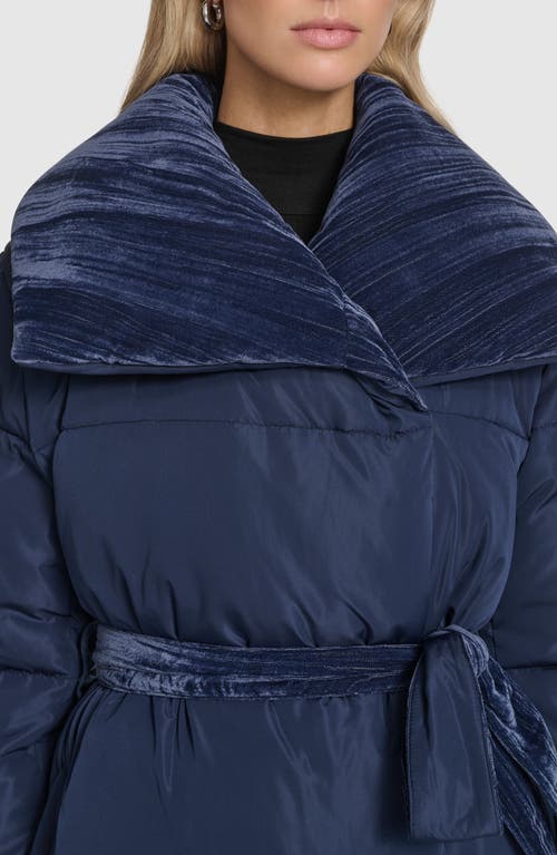 Andrew Marc Emerson Velvet Lined Puffer Coat In Blue