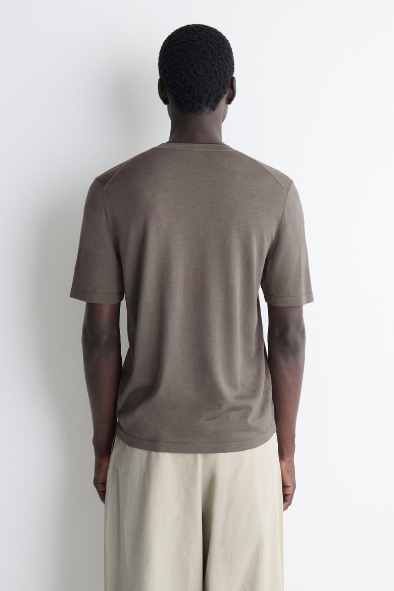 Contrast-tipped Silk-cotton T-shirt, Alternate, color, BEIGE