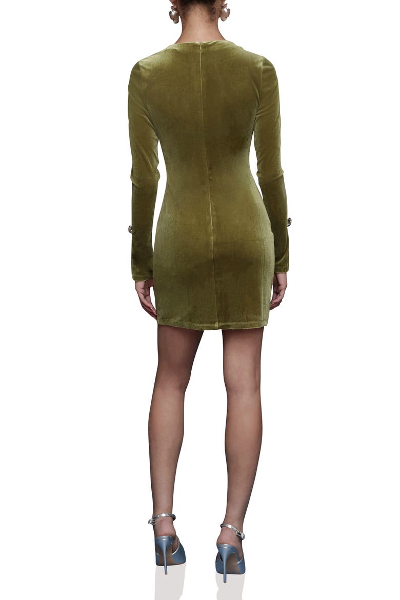 Rose Long Sleeve Velvet Minidress, Alternate, color, CHARTREUSE