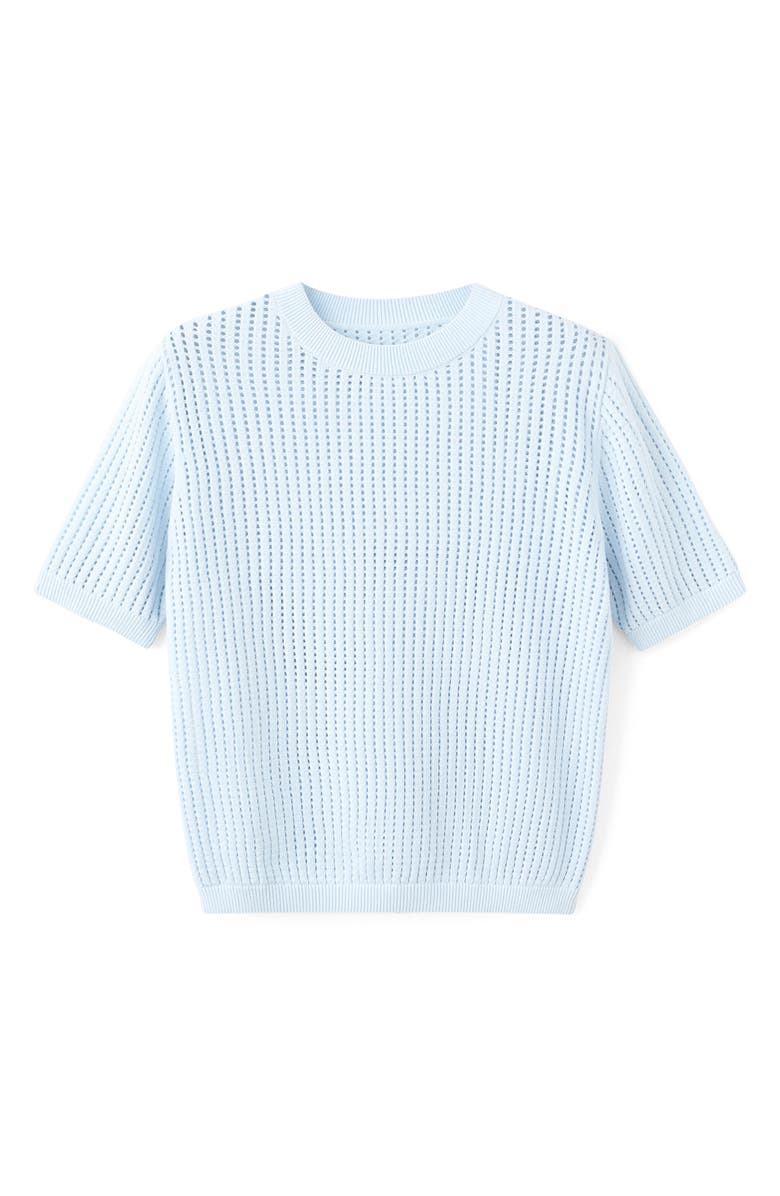 MANGO Pera Open Stitch Crewneck Sweater, Alternate, color, Sky Blue