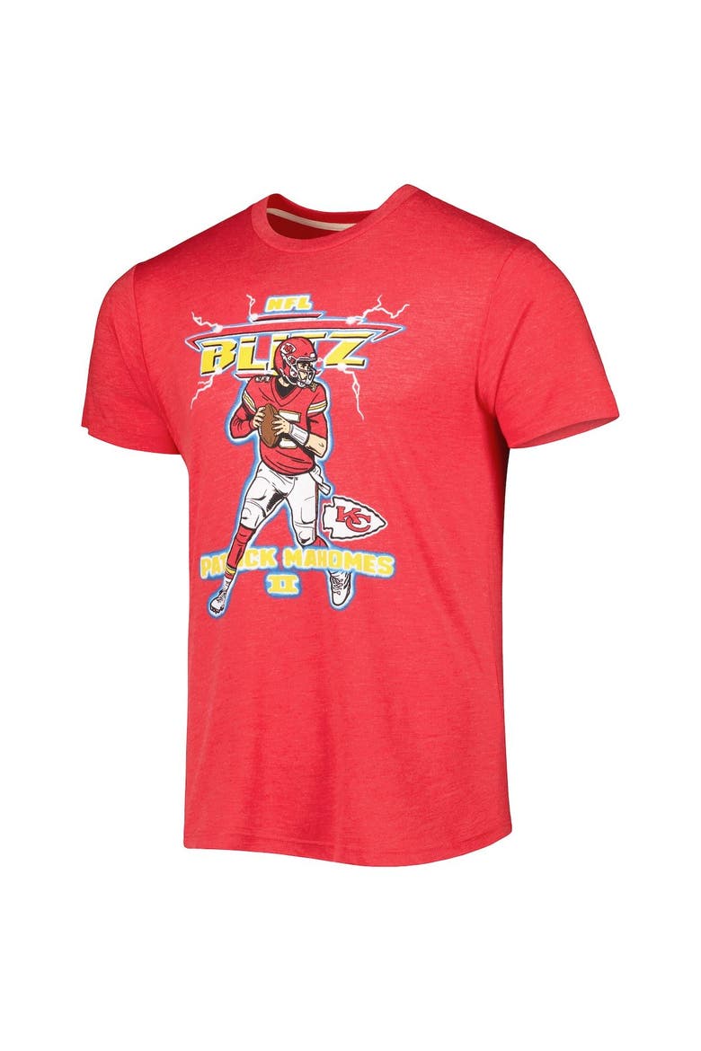 Men's Homage Patrick Mahomes Heathered Red Kansas City Chiefs NFL Blitz Player Tri-Blend T-Shirt, Alternate, color, Heather Red
