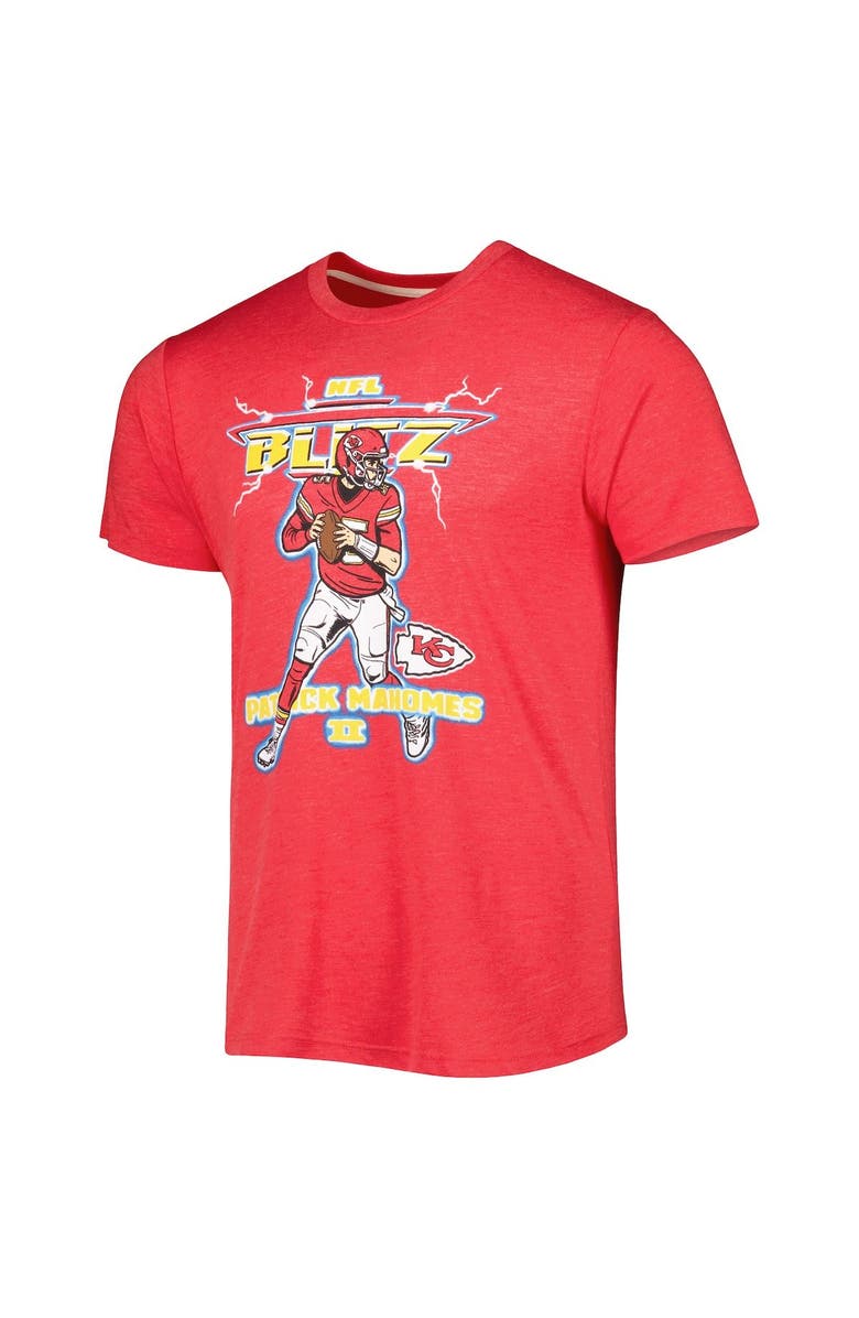 Homage Men's Homage Patrick Mahomes Heathered Red Kansas City Chiefs NFL Blitz Player Tri-Blend T-Shirt, Alternate, color, Heather Red