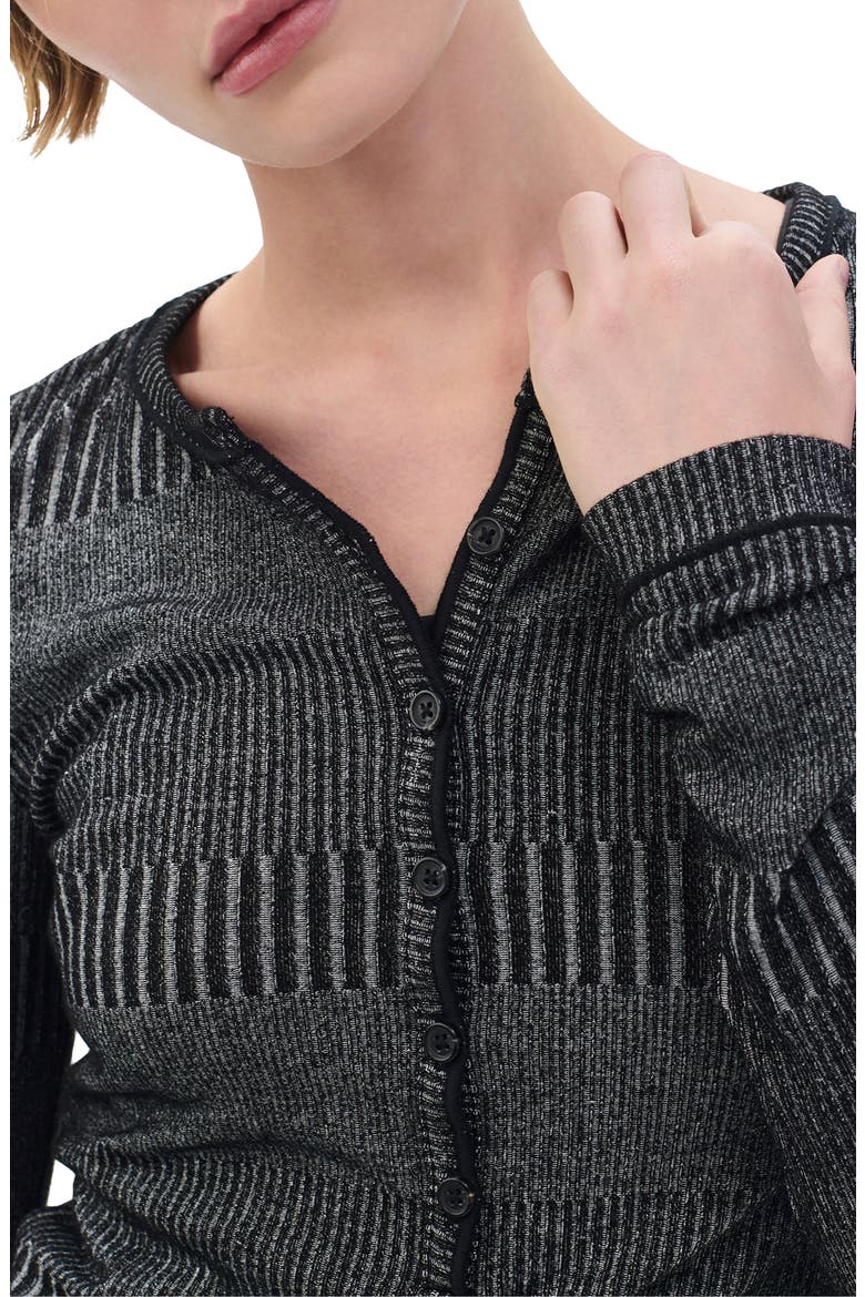 The Knit Two-Tone Rib Henley, Alternate, color, BLACK/ WHITE MULTI