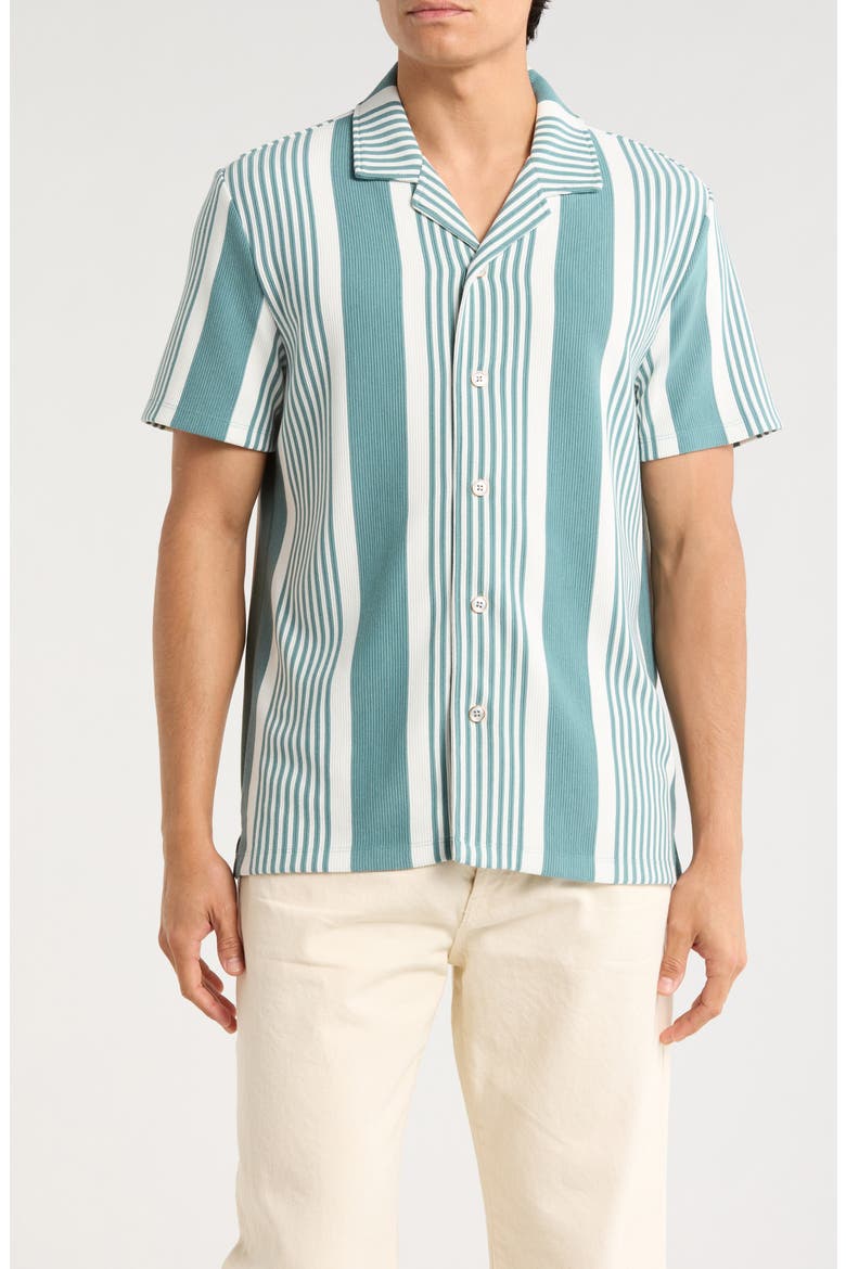 Stripe Camp Shirt, Main, color, SAGE/ WHITE