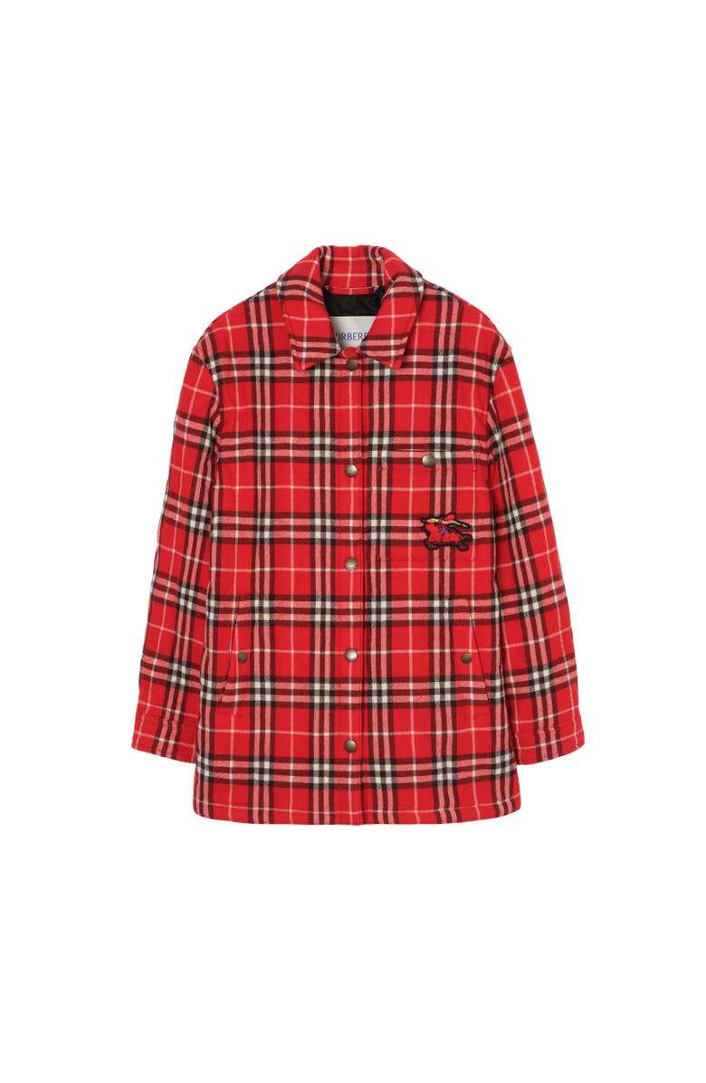 Burberry Check Wool Overshirt, Alternate, color, Crayon Red