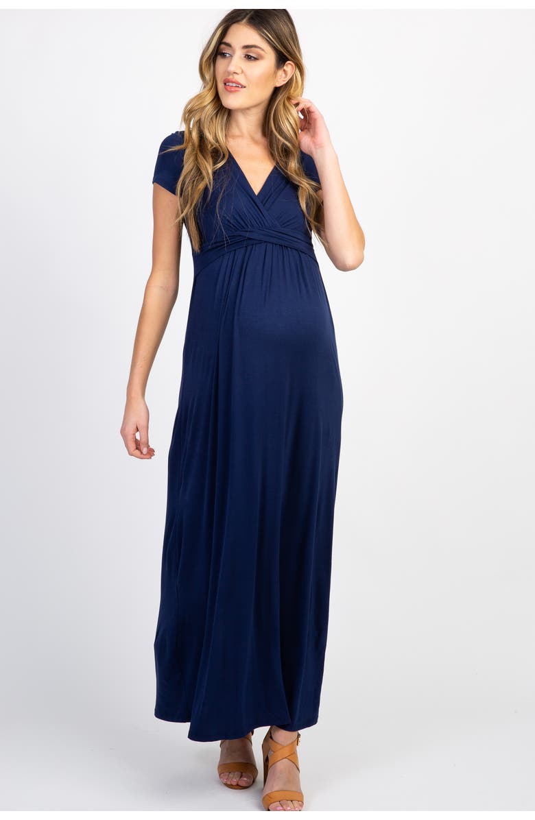PinkBlush Petite Draped Maternity/Nursing Maxi Dress, Main, color,