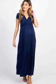 PinkBlush Petite Draped Maternity/Nursing Maxi Dress