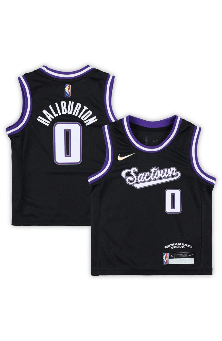 Nike Preschool Nike Tyrese Haliburton Black Sacramento Kings 2021/22 Replica Jersey - City Edition, Main, color,
