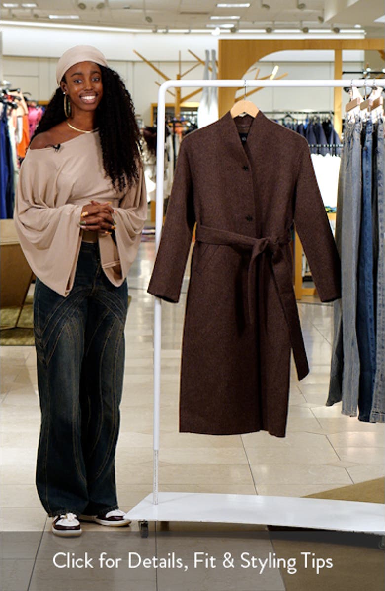 Roland Tie Waist Wool Blend Coat, sales video thumbnail