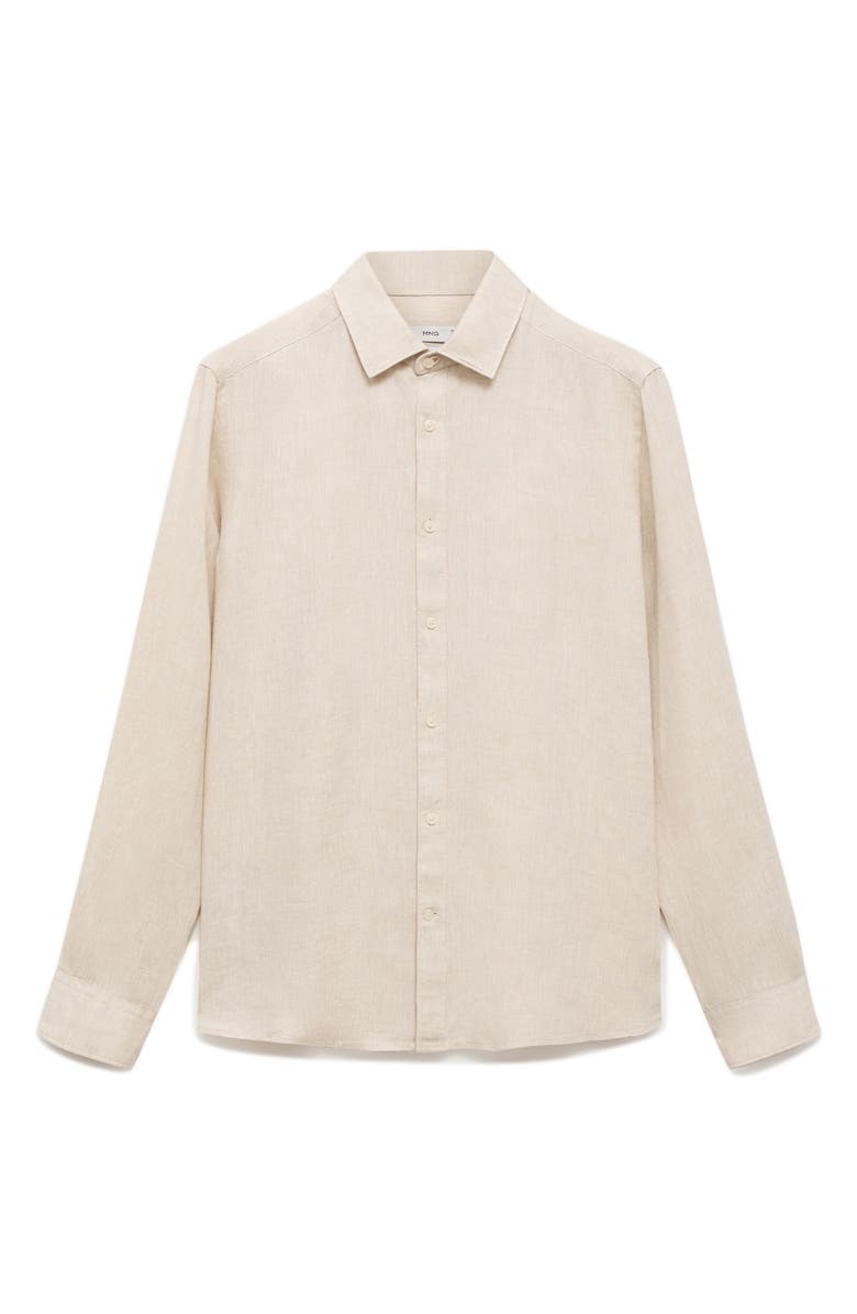 MANGO Classic Fit Linen Button-Up Shirt, Alternate, color, Sand
