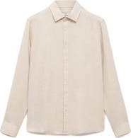 MANGO Classic Fit Linen Button-Up Shirt