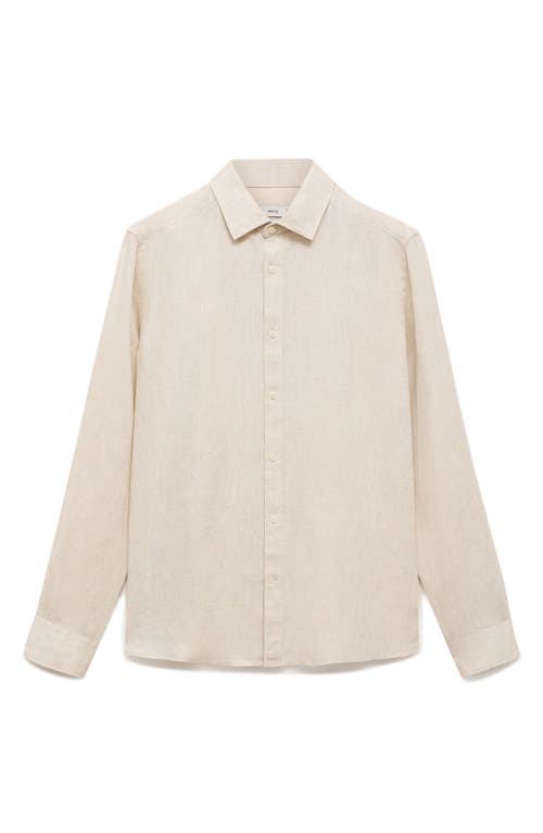 Mango Classic Fit Linen Button-up Shirt In Neutral