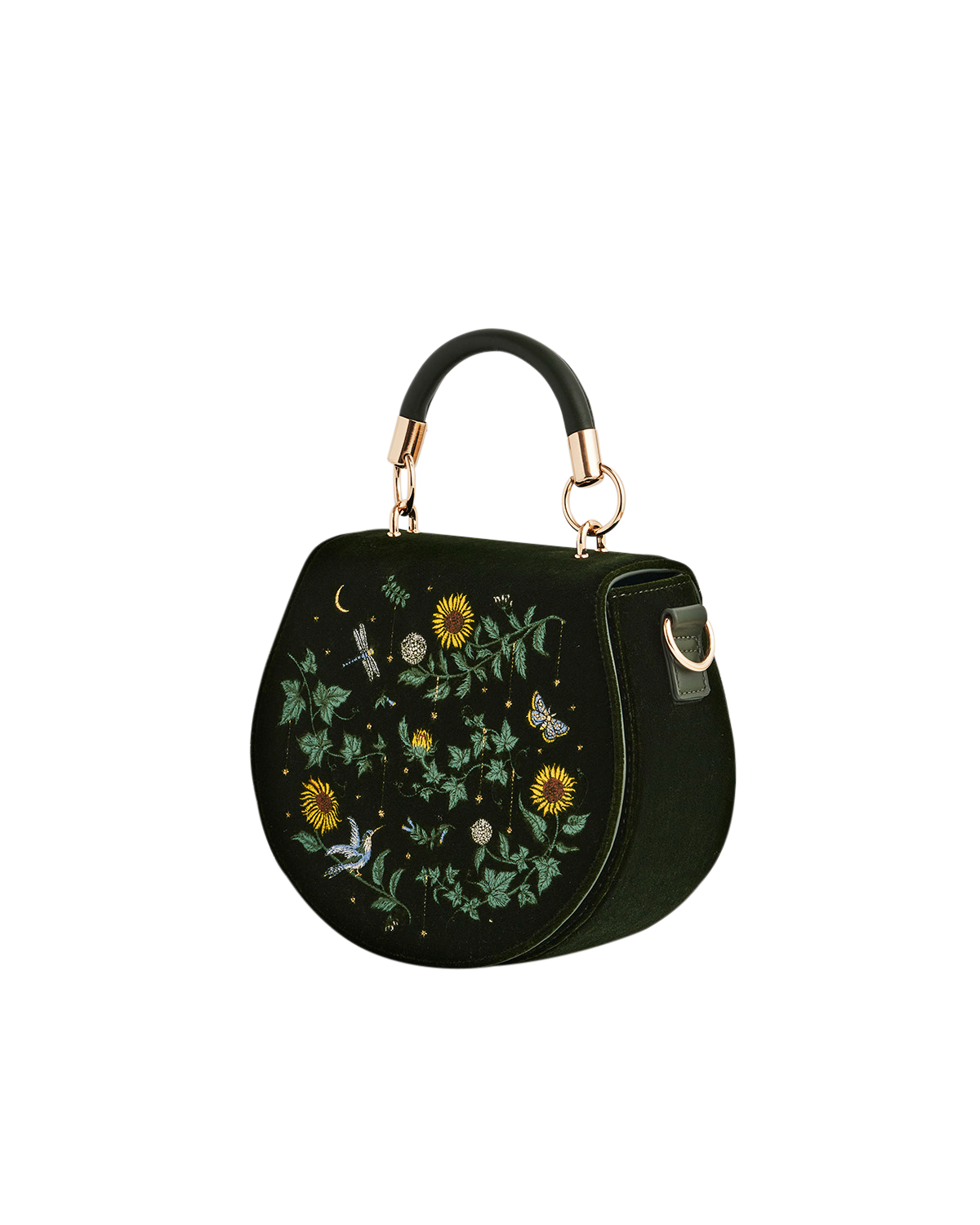 Fable England Charlotte Sunflower Top Handle Purse, Alternate, color, Dark Green
