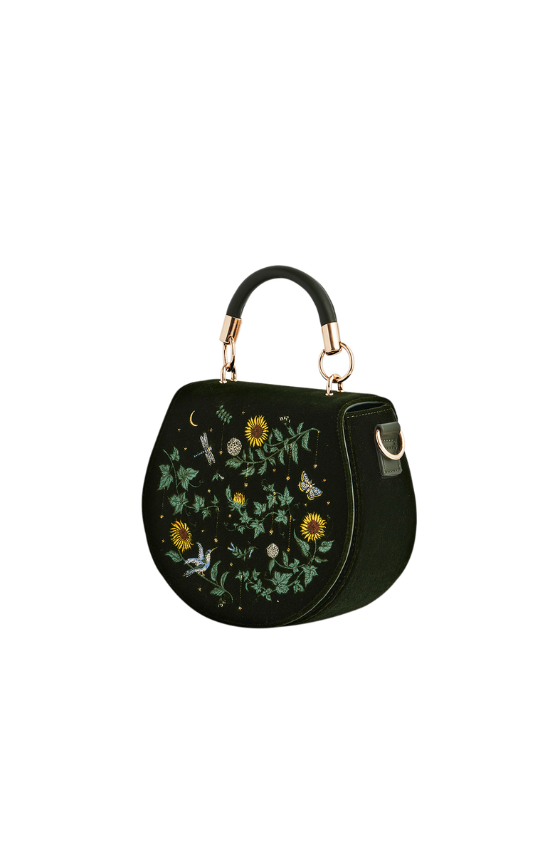 Fable England Charlotte Sunflower Top Handle Purse, Alternate, color, Dark Green