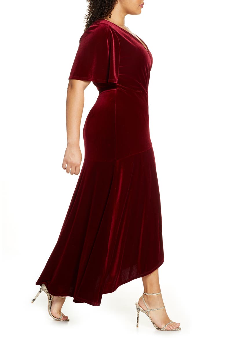 Velour Maxi Wrap Dress, Alternate, color, RED CHILI
