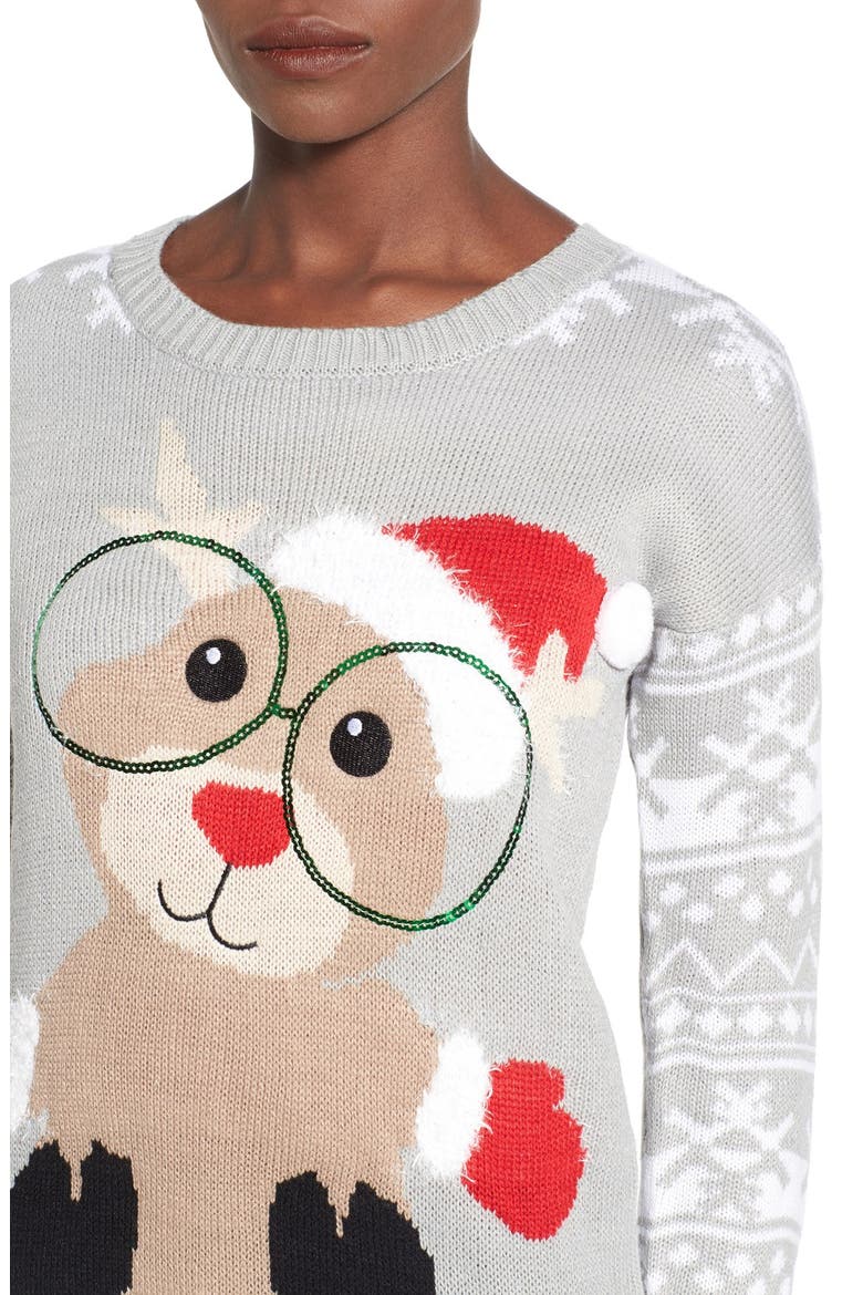 'Nerdy Reindeer Baby' Christmas Sweater, Alternate, color, GREY