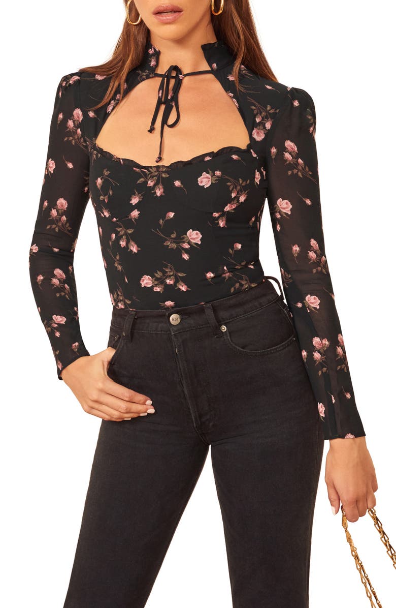 Reformation Stam Tie Neck Top, Main, color, 
