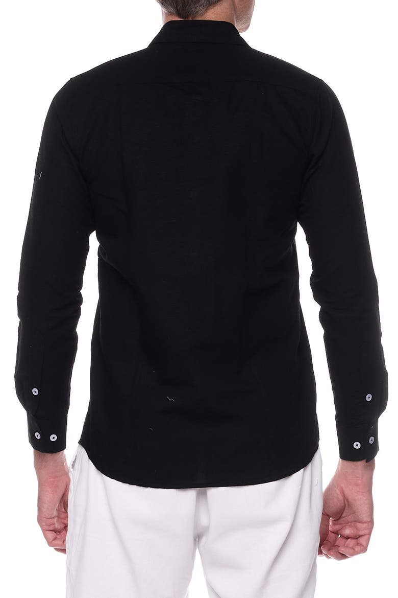 Linen Sport Shirt, Alternate, color, BLACK