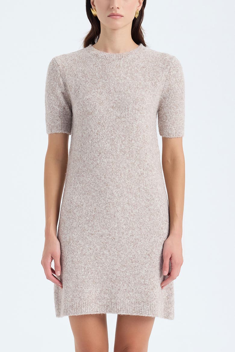 Rune Short Sleeve Crewneck Knit Sweater Dress, Main, color, Ecru