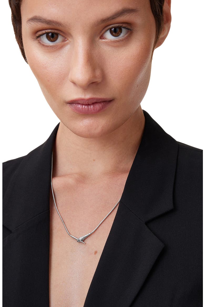 Double Snake Collar Necklace, Alternate, color, WARM SILVER