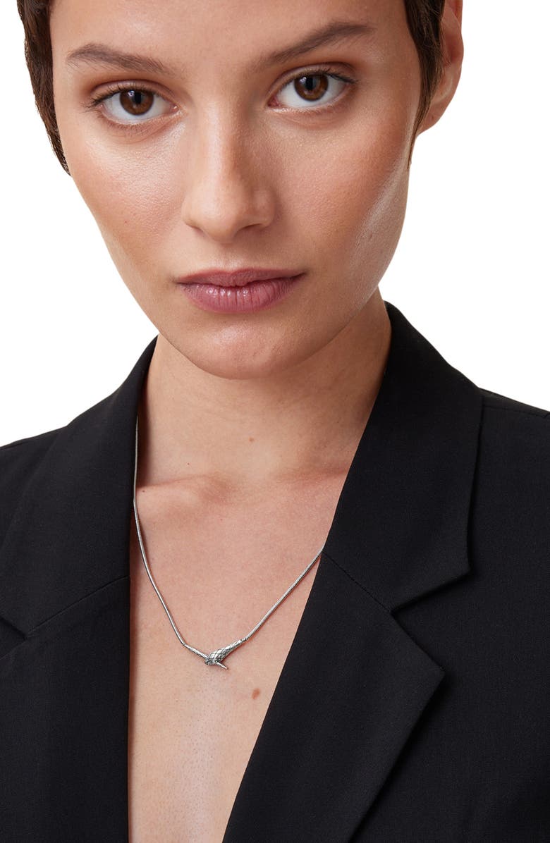 AllSaints Double Snake Collar Necklace, Alternate, color, Warm Silver